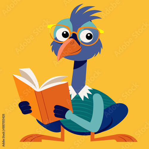 Bird reading book
