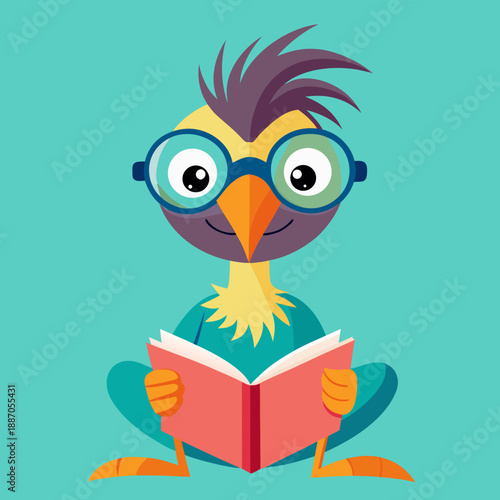 Bird reading book