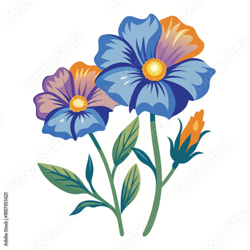 Vibrant blue and orange flowers