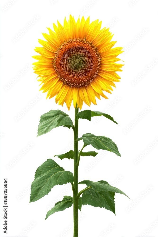 Fototapeta premium Vibrant sunflower isolated on white background depicting nature and growth