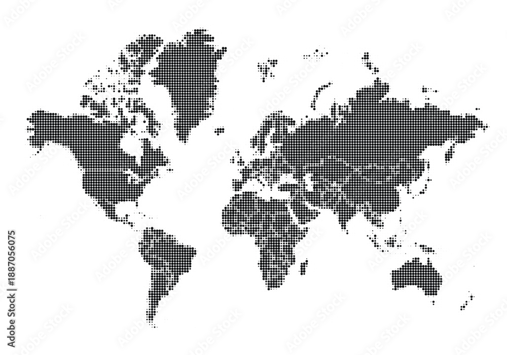 Obraz premium Black world map with a grid pattern