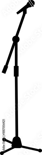 Microphone Audio Equipment Black Flat Style Vector Icon Sound Recording Symbol and Music Podcast Outline Graphic Group Featuring Mic, Headset and Earphone