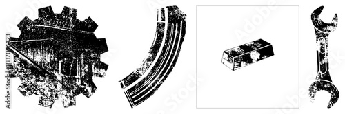 Grunge Styled Mechanical and Tools Set