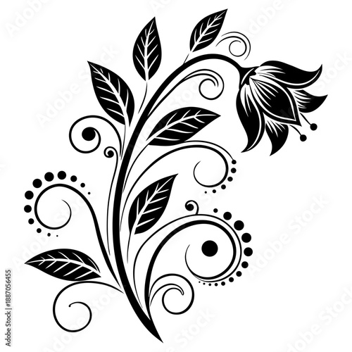 An Ornamental Celebration of Nature Through Curves, Leaves, and Artistic Elegance.eps