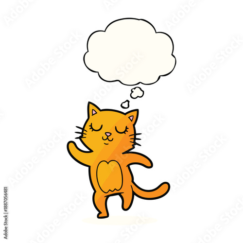 Happy orange cat with thought bubble