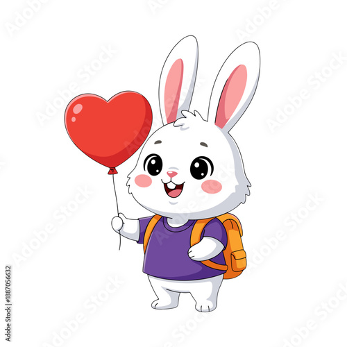 cartoon rabbit, bunny character, rabbit with backpack, school bunny, running rabbit, happy bunny, white rabbit, child animal character, playful bunny, smiling rabbit, animal mascot, bunny walking, rab