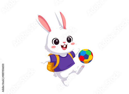 cartoon rabbit, bunny character, rabbit with backpack, school bunny, running rabbit, happy bunny, white rabbit, child animal character, playful bunny, smiling rabbit, animal mascot, bunny walking, rab