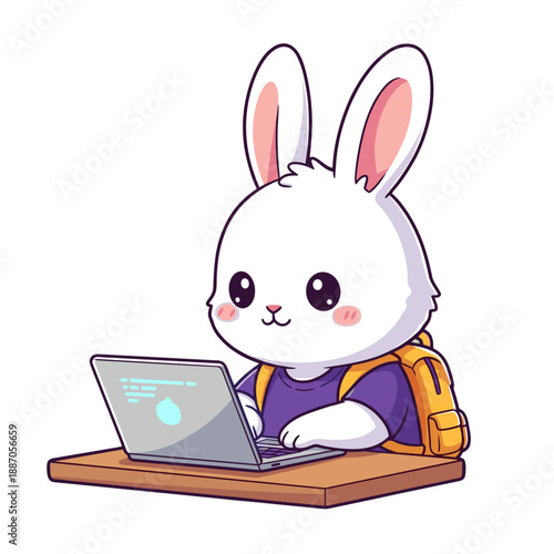 cartoon rabbit, bunny character, rabbit with backpack, school bunny, running rabbit, happy bunny, white rabbit, child animal character, playful bunny, smiling rabbit, animal mascot, bunny walking, rab