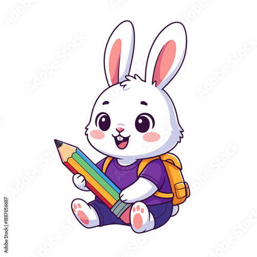 cartoon rabbit, bunny character, rabbit with backpack, school bunny, running rabbit, happy bunny, white rabbit, child animal character, playful bunny, smiling rabbit, animal mascot, bunny walking, rab