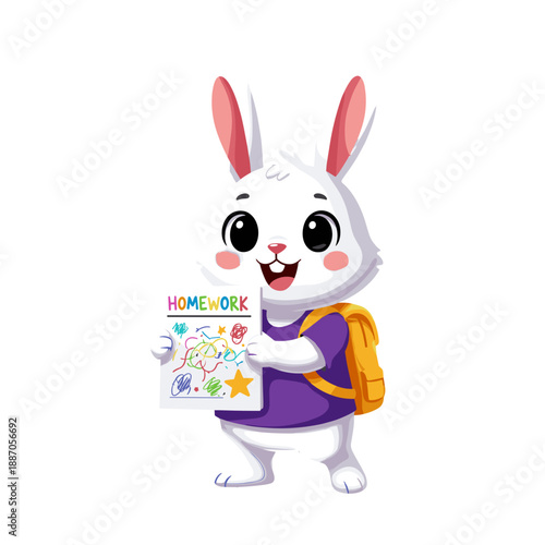 cartoon rabbit, bunny character, rabbit with backpack, school bunny, running rabbit, happy bunny, white rabbit, child animal character, playful bunny, smiling rabbit, animal mascot, bunny walking, rab