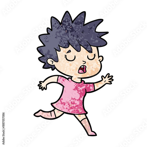 Cartoon character dancing with energetic expression