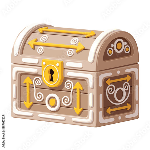 Treasure chest with lock and decorative elements