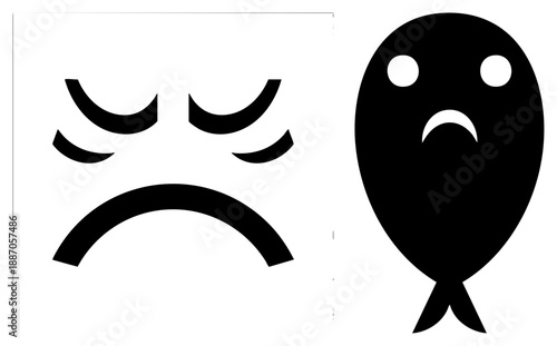 Sad Balloon and Frowning Face Vector with Transparent Background