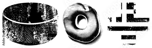 Abstract Geometric Shapes in Halftone Texture Vector Design