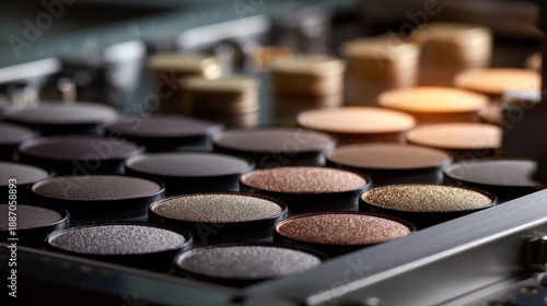 A tray of makeup with a variety of colors and textures