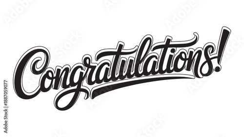 Elegant handwritten congratulations script lettering vector, perfect for celebration designs, greeting cards, posters, and modern typography projects