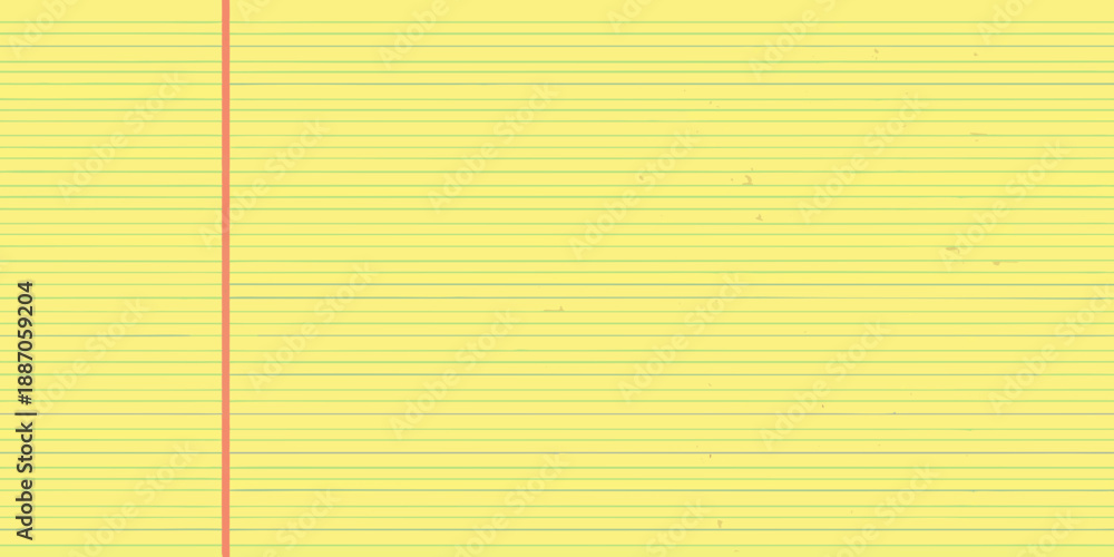 Fototapeta premium Yellow lined paper texture with a red margin simple background image