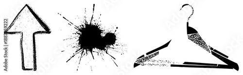 Hand Drawn Arrow, Ink Splatter, and Textured Hanger Vector