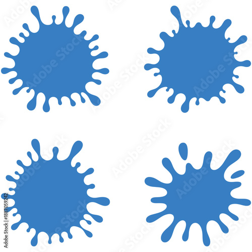 Water Splash Logo Labels Set – Blue Vector Silhouette Icons for Web Symbols