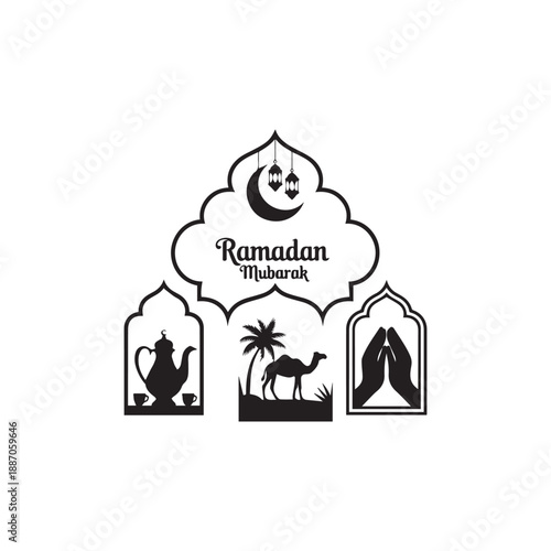 Ramadan Mubarak Islamic Window Silhouette