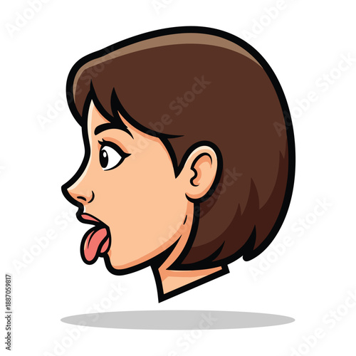 Cartoon woman sticking out her tongue