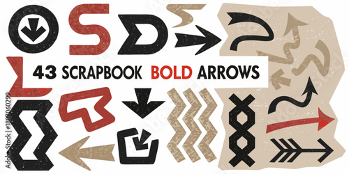 A collection of scrapbook bold arrows in various shapes and colors