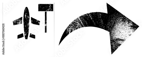 Grunge Textured Hammer and Arrow Vector with Halftone Effect