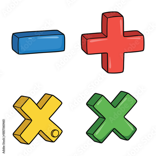 Colorful 3d mathematical symbols set