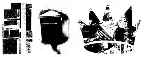 Abstract Urban Silhouettes with Halftone Texture and Geometric Crown