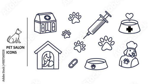 set of icons for dogs saloon