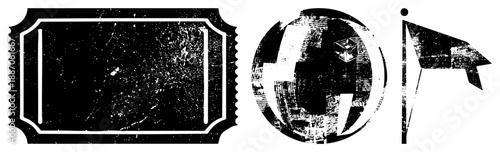 Vintage Ticket Stub, Globe with Cube, and Flag Set