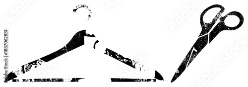 Vintage Textured Hanger and Scissors Graphic Set