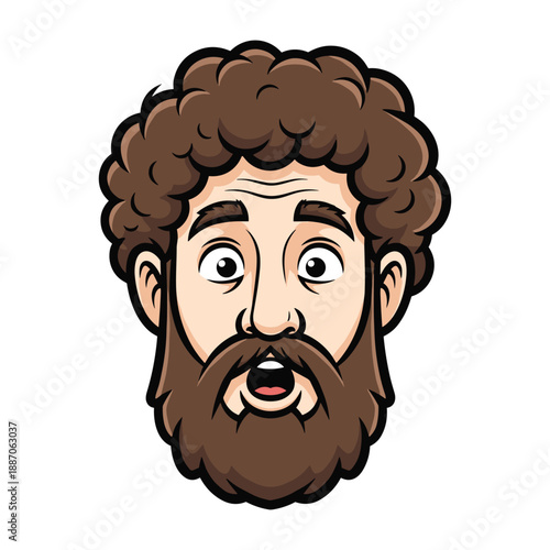 Cartoon man with surprised expression and beard