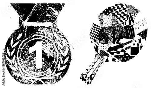 First Place Medal and Ping Pong Paddle with Halftone