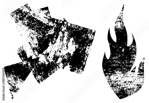 Grunge Textured and Flame Vector