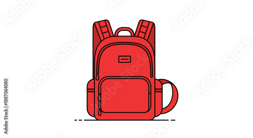 Simple red school backpack with two compartments and straps shown from the front against a clean white background.