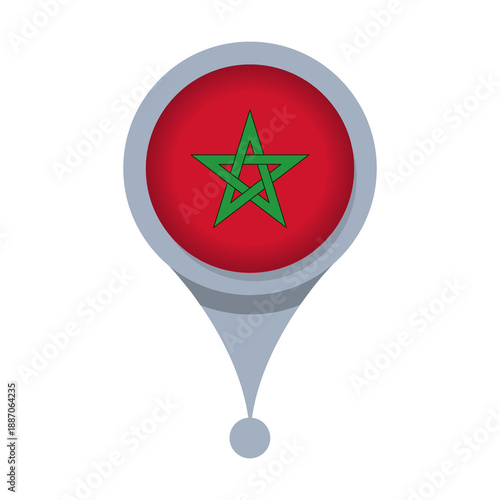 Morocco  Location Pin Icon with Flag Isolated on Transparent Background