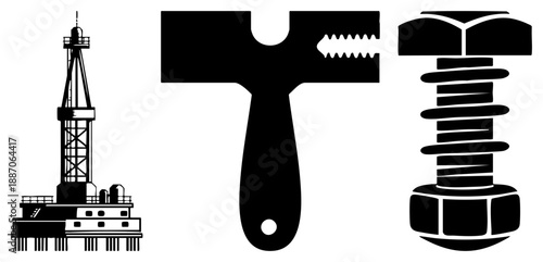 Industrial Tools and Equipment Set for Engineering Design