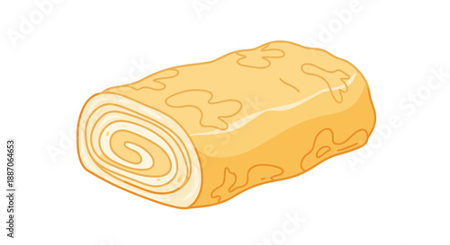 Traditional Japanese rolled omelet also known as tamagoyaki featuring layers of cooked egg with a slightly browned exterior.