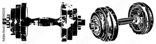 Vintage Dumbbell Weights with Distressed Textured Finish