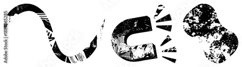 Distorted Letterforms with Grunge Textures and Fragmented Design Elements