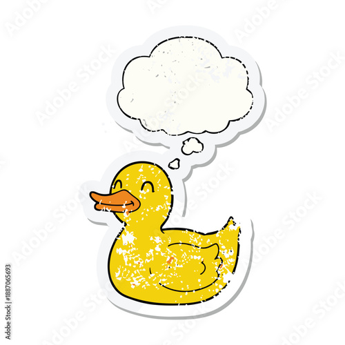 Happy cartoon duck with thought bubble