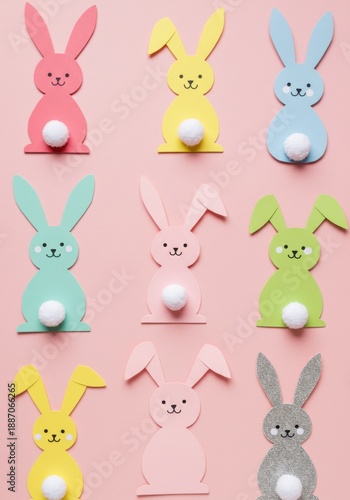 Colorful Paper Rabbits Easter Craft