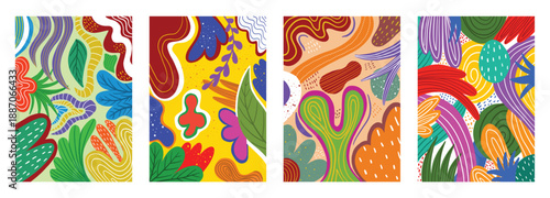 Collection of covers, wallpapers and cases. Elegant notebook covers. Unique trendy colorful carnival festive backgrounds. Beautiful flower patterns with flowers, leaves, flower compositions, shapes.
