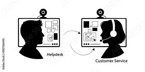 Video Call Support Agent Technical Help Silhouette