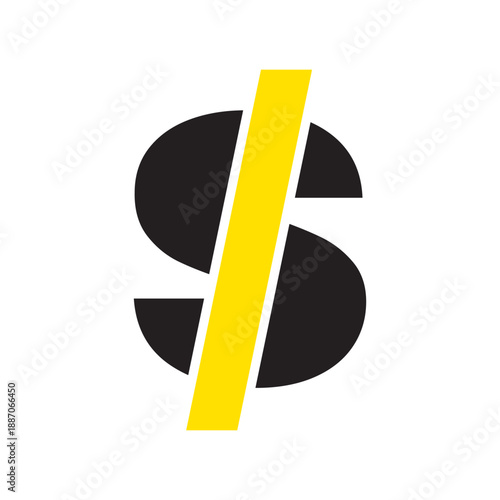 Stylish Modern Business Icon with Dollar Sign and Slash for Financial Graphics