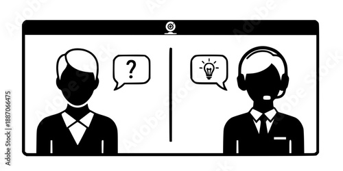 Video Call Support Agent Technical Help Silhouette