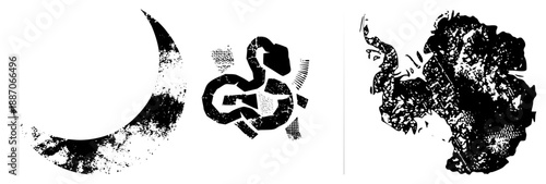 Abstract Grunge Textures with Distressed Halftone