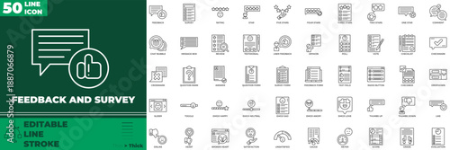 Feedback And Survey Line Editable Icons set