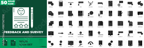 Feedback And Survey Solid Editable Icons set